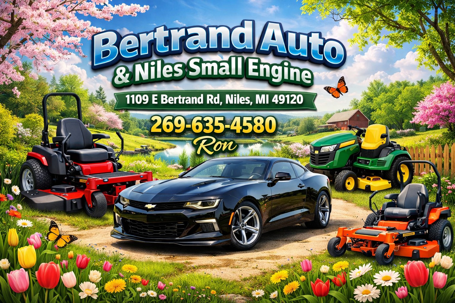 Bertrand Auto and Niles Small Engine spring promotional image